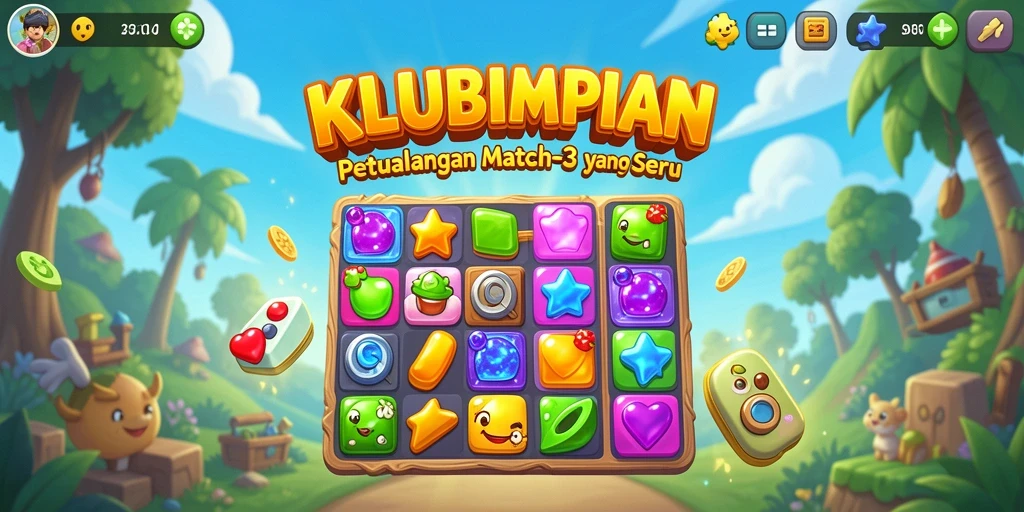 Tangkapan layar gameplay KLUBIMPIAN menampilkan kombinasi match-3 yang seru.