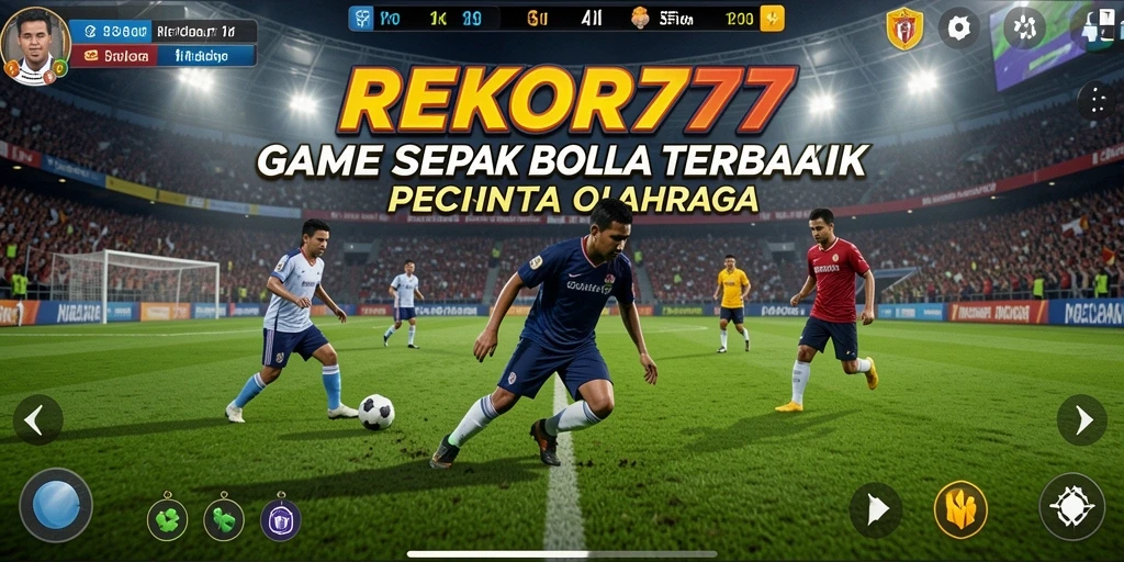 Screenshot menampilkan aksi intens dalam permainan sepak bola REKOR777.