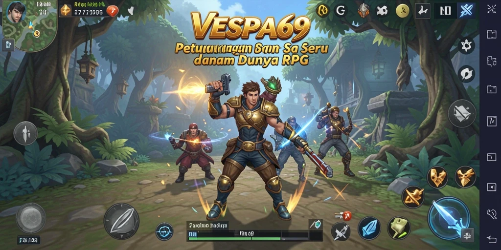 Screenshot VESPA69 menampilkan pertempuran epik dalam dunia RPG yang kaya akan detail.